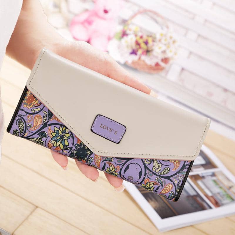 Floral Patterned Long Wallet