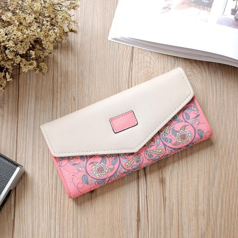 Floral Patterned Long Wallet