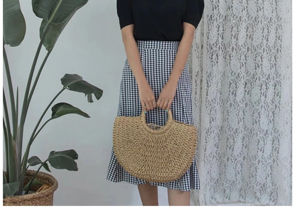 Half Moon Woven Rattan Bag