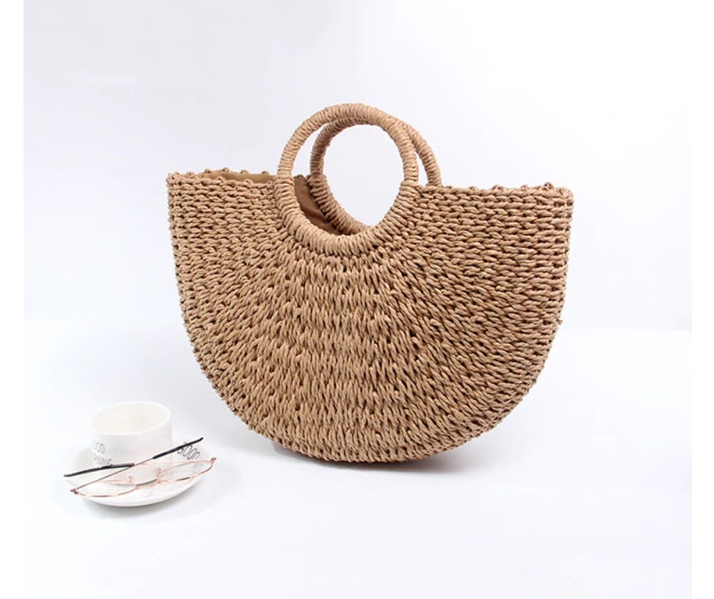 Half Moon Woven Rattan Bag