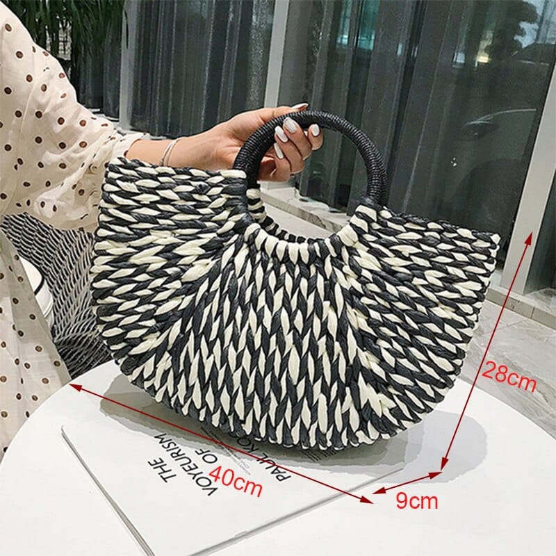 Half Moon Woven Rattan Bag