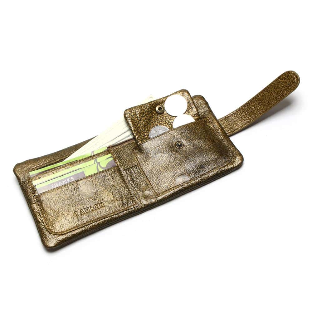 Compact Cowhide Leather Wallet for Women