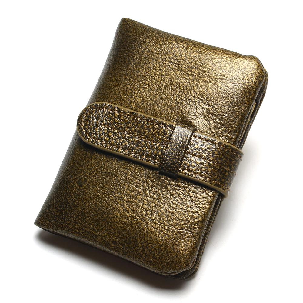 Compact Cowhide Leather Wallet for Women