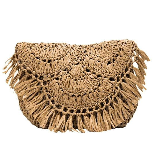 Handmade Straw Beach Bag with Tassels