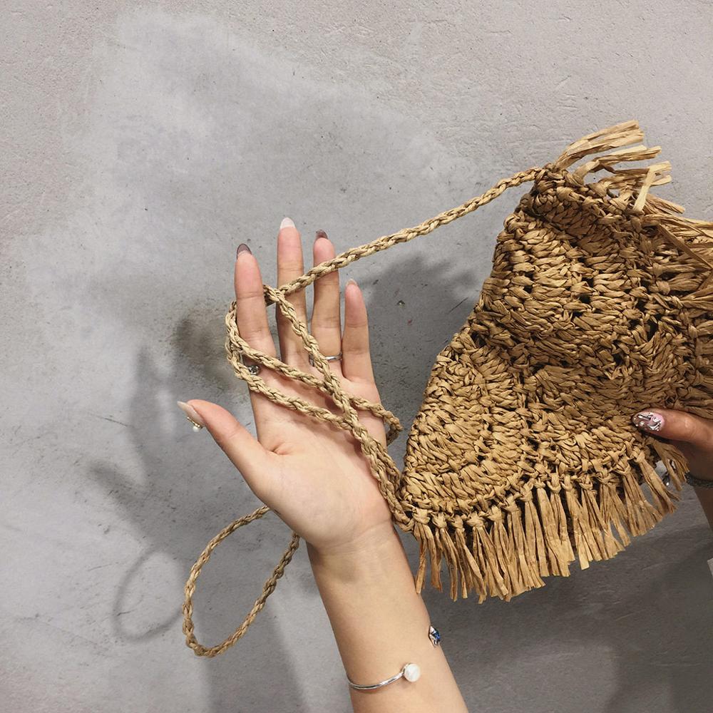 Handmade Straw Beach Bag with Tassels