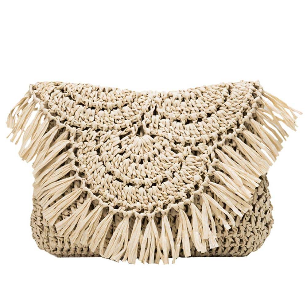 Handmade Straw Beach Bag with Tassels