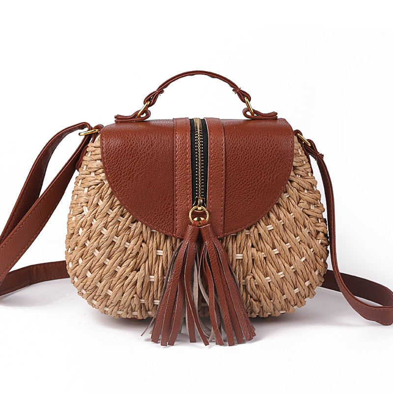 Boho Straw Crossbody Bag