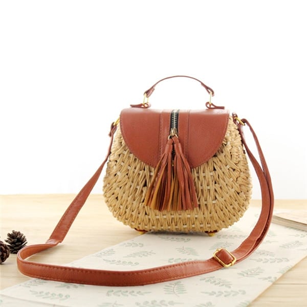 Boho Straw Crossbody Bag