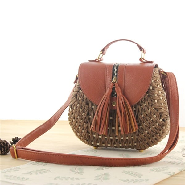Boho Straw Crossbody Bag