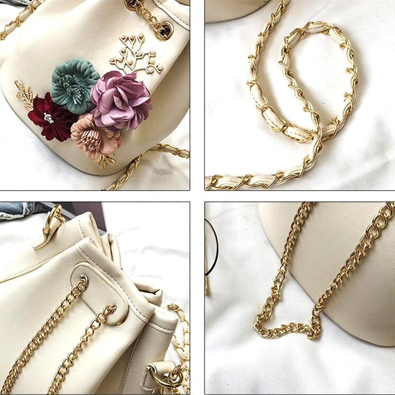 Elegant Floral Bucket Bag