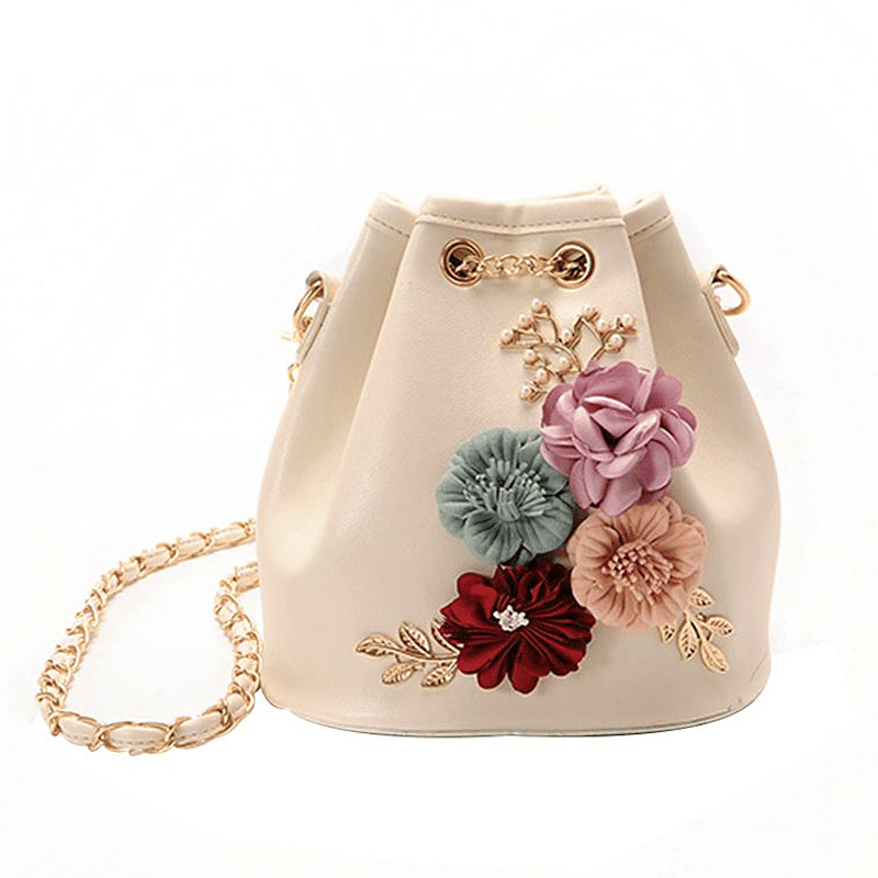 Elegant Floral Bucket Bag