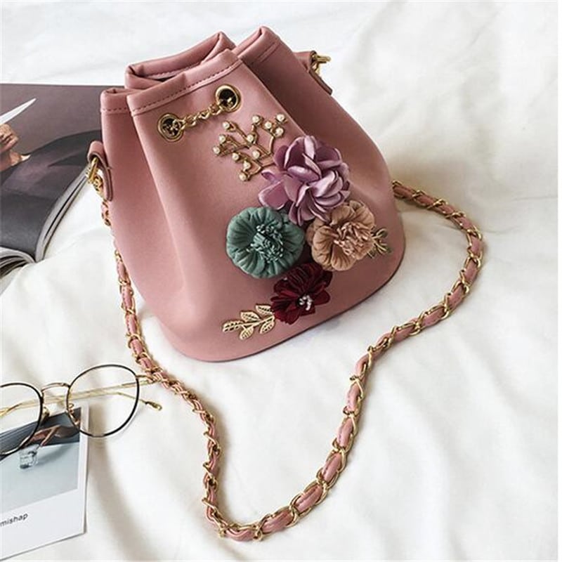 Elegant Floral Bucket Bag