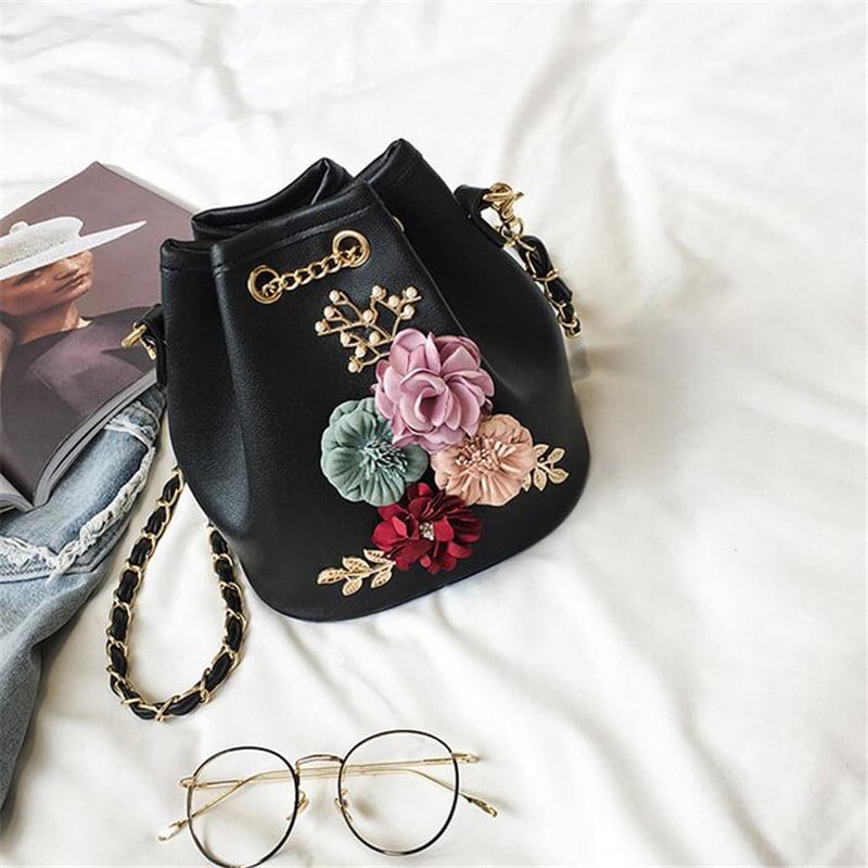 Elegant Floral Bucket Bag