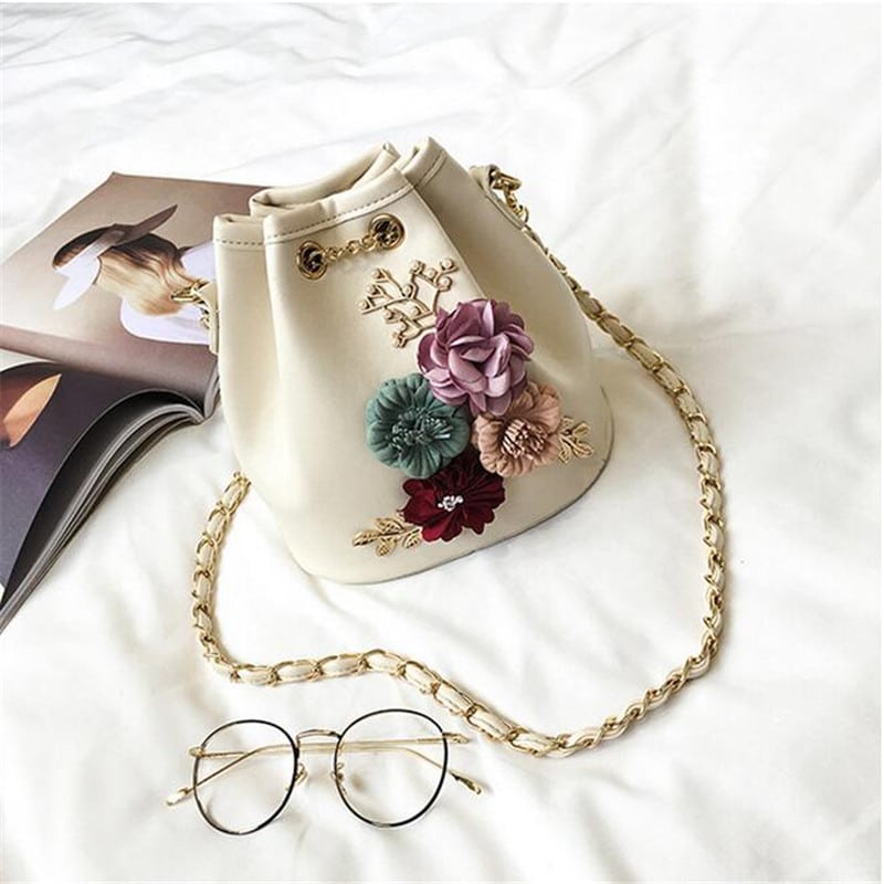 Elegant Floral Bucket Bag
