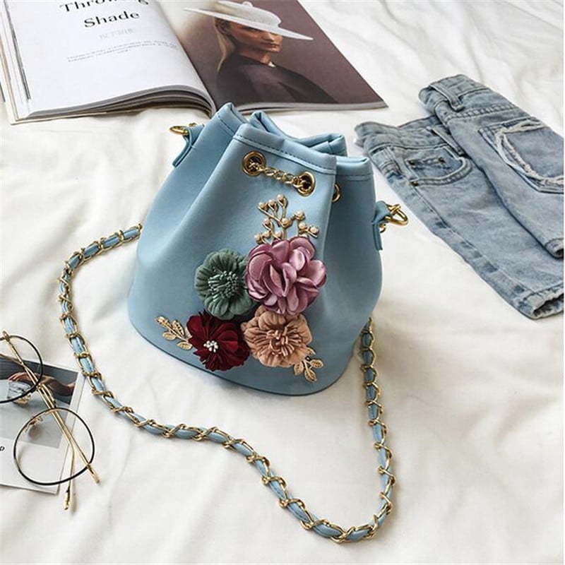Elegant Floral Bucket Bag