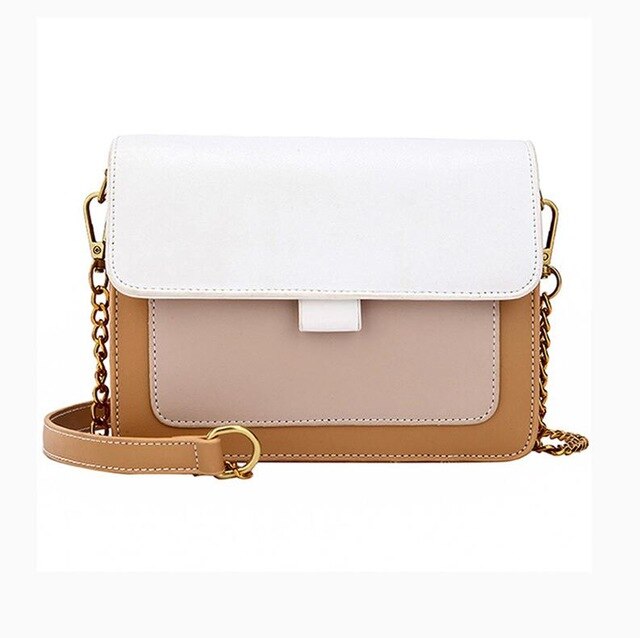 Mimi Contrast Color Leather Crossbody Bag for Women