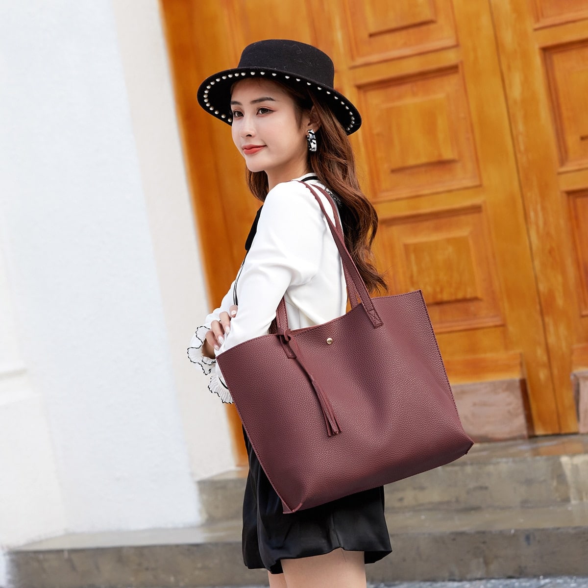 Solid Color Casual Shoulder Bag