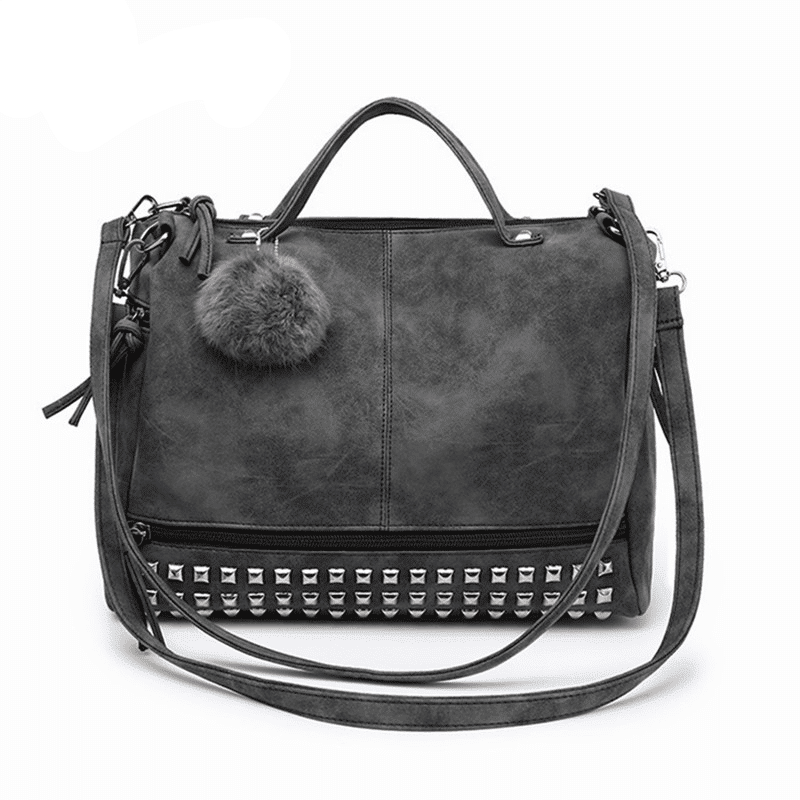 Leather Bag with Pompom