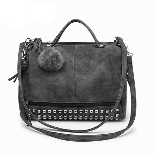 Leather Bag with Pompom