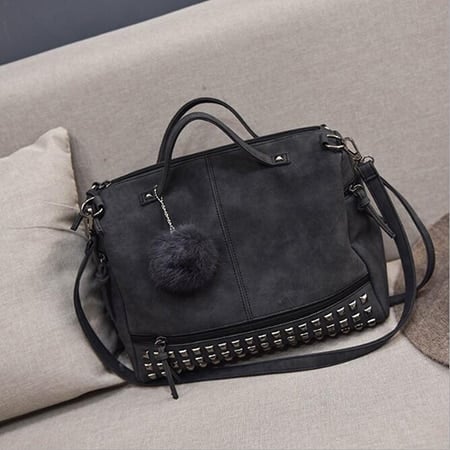 Leather Bag with Pompom