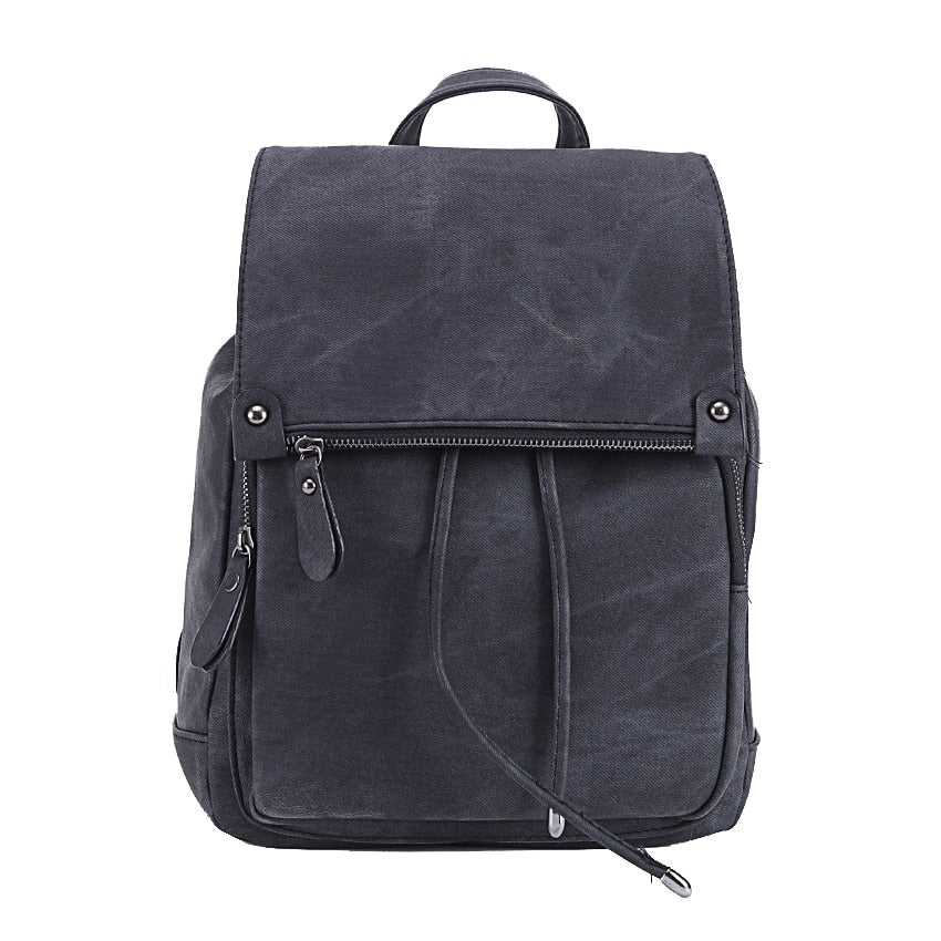 Preppy Style PU Leather Backpack