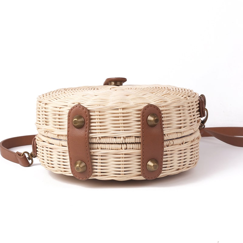 Safari Style Woven Straw Crossbody Bag