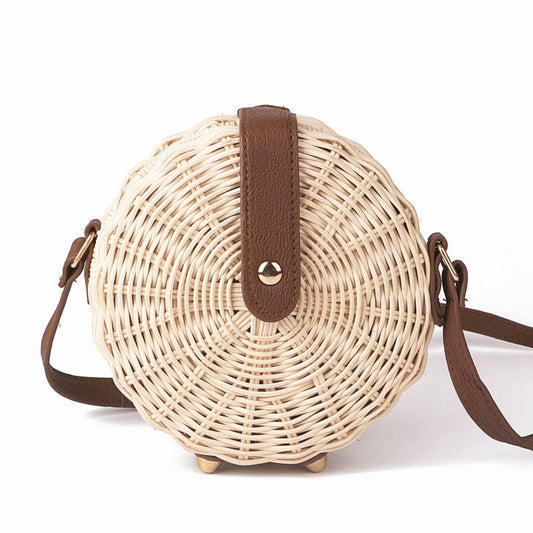 Safari Style Woven Straw Crossbody Bag