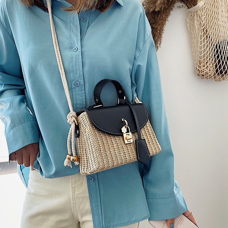 Rattan Detail Handle Bag