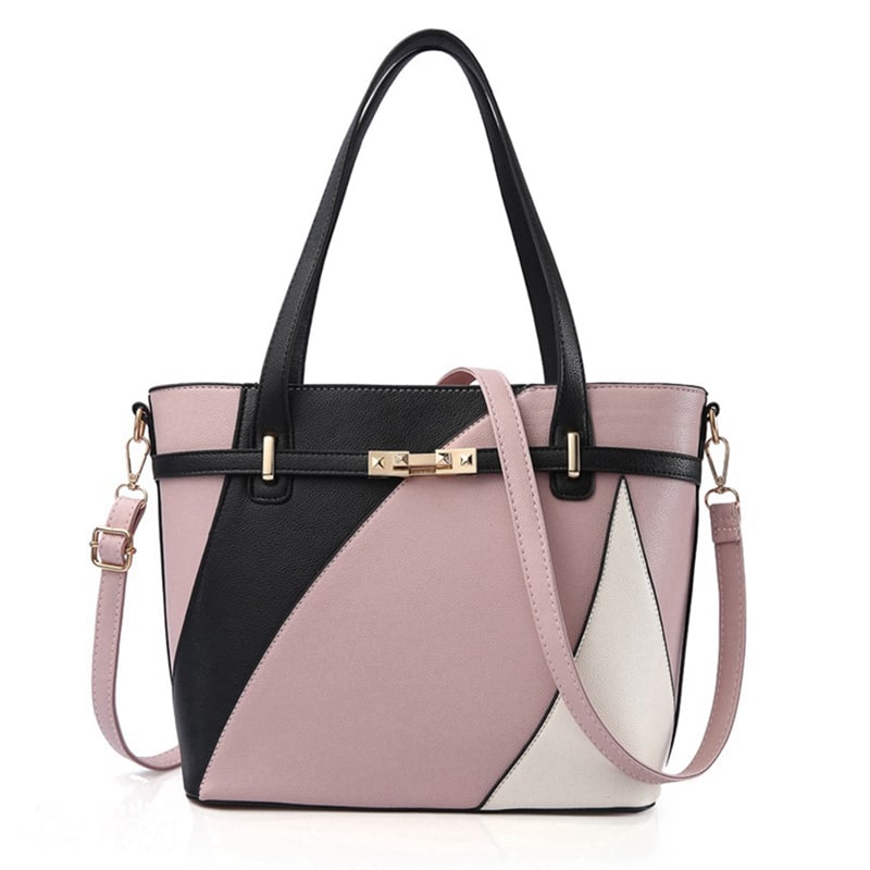 Luxury Geometric Patterned PU Leather Handbag