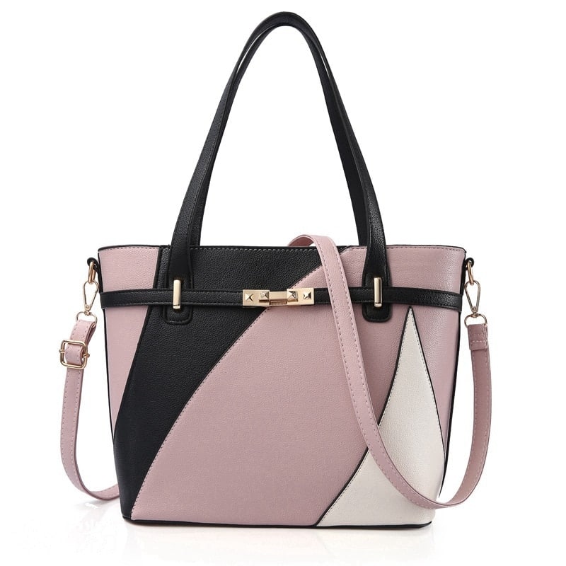 Luxury Geometric Patterned PU Leather Handbag
