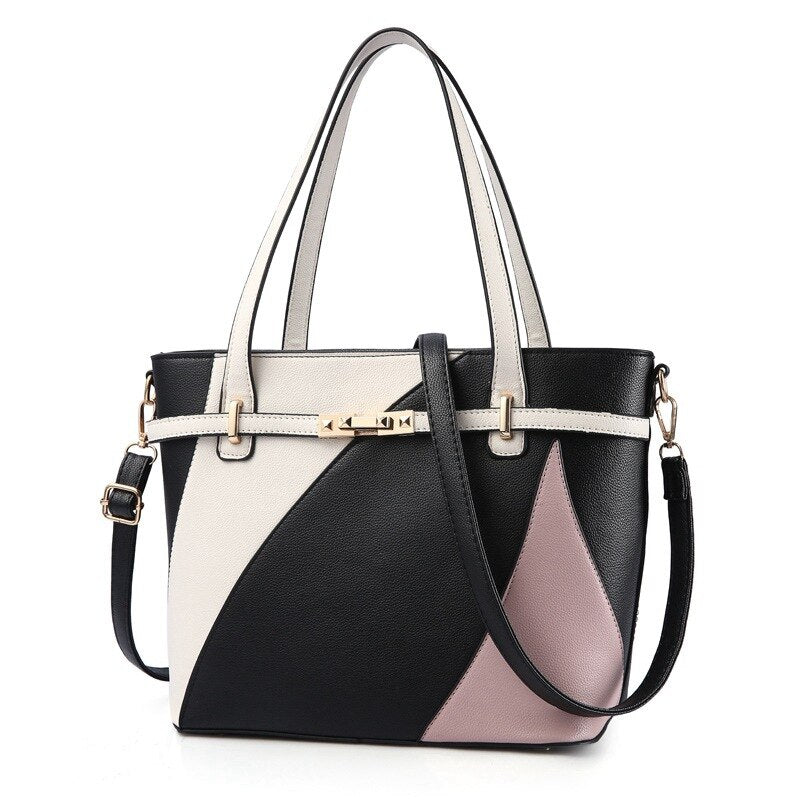 Luxury Geometric Patterned PU Leather Handbag