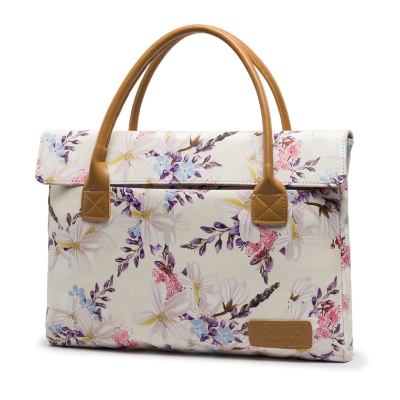 Exquisite Flowers Printed Waterproof Canvas Laptop Bag