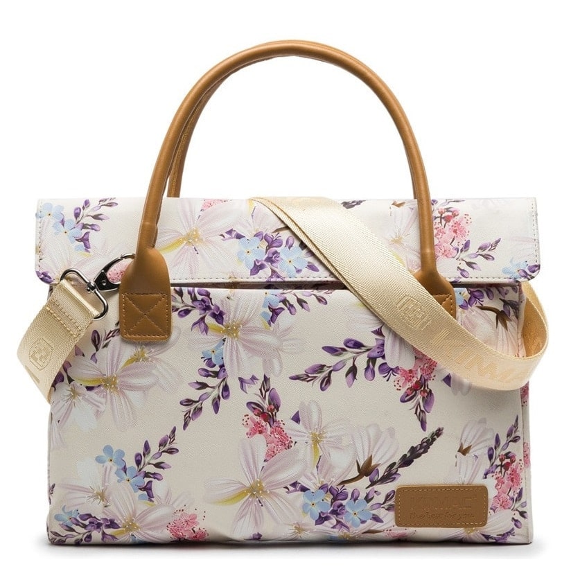 Exquisite Flowers Printed Waterproof Canvas Laptop Bag