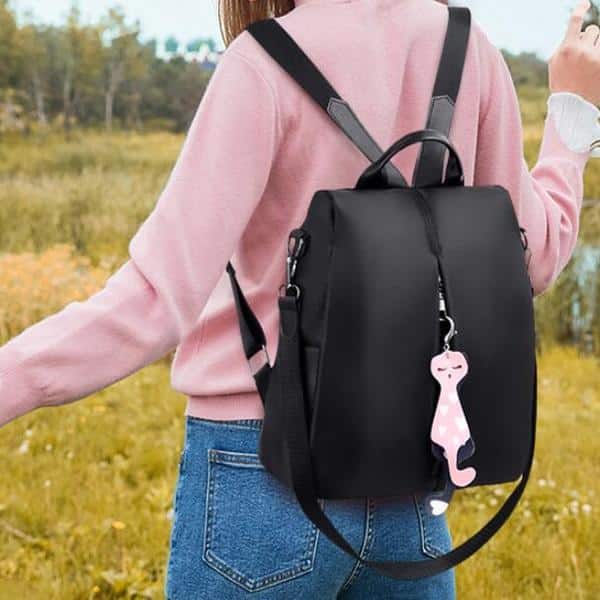 Small Backpack with Cat Pendant