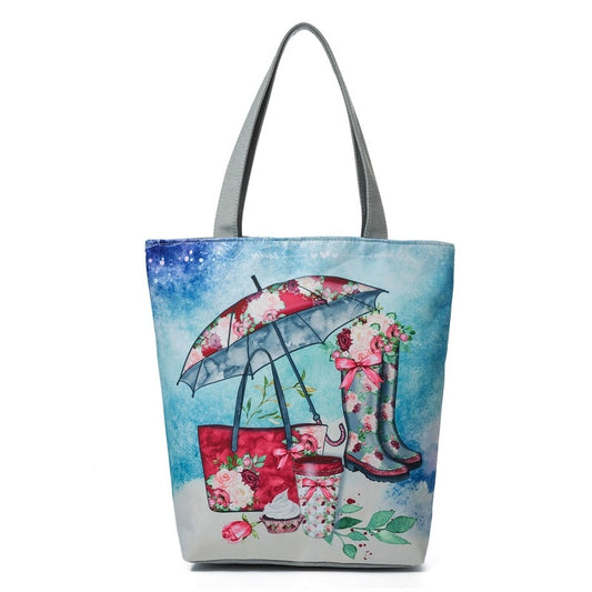 Beach Printed Canvas Handbags
