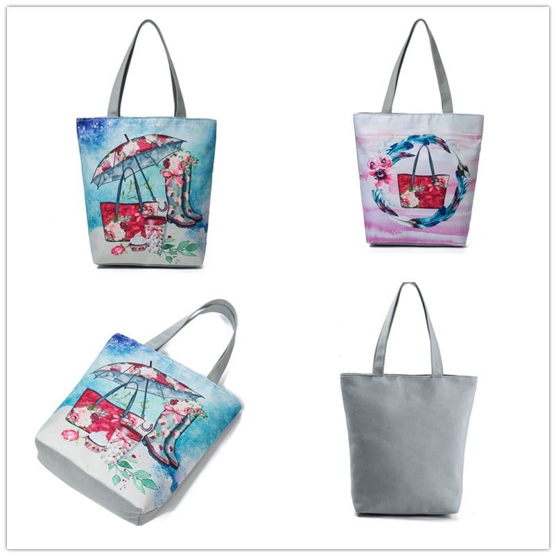 Beach Printed Canvas Handbags