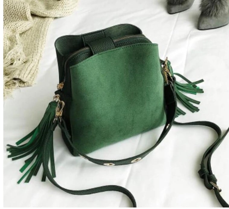 Bucket Shaped Tassel Messenger Bag