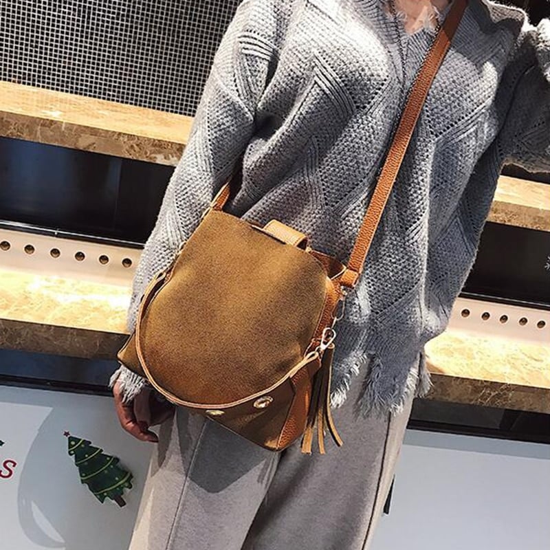 Bucket Shaped Tassel Messenger Bag