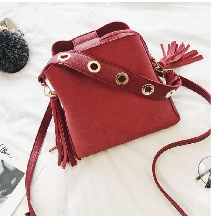 Bucket Shaped Tassel Messenger Bag