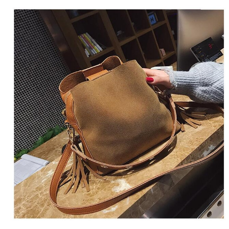 Bucket Shaped Tassel Messenger Bag