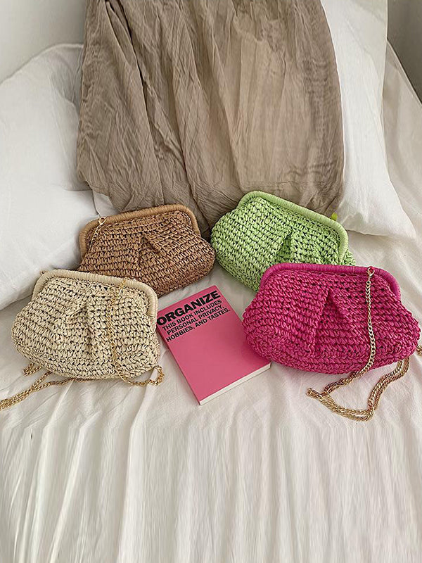 Chains Solid Color Satchels Crossbody Bags