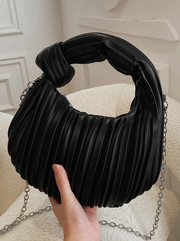Pleated Split-Joint Zipper Shoulder Bags Handbags Bags Accessories