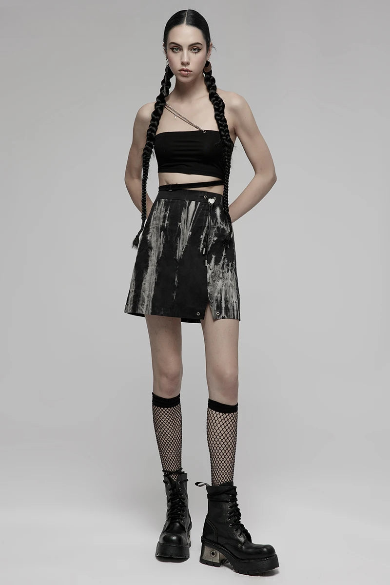 Women's Side Slit Small Sexiness Tie Dyed A-line Mini Daily High Waist Fashion Skirt