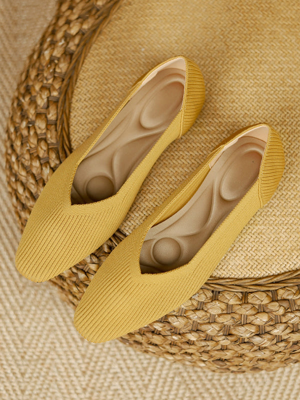 Solid Color Square-Toe Shoes Flats