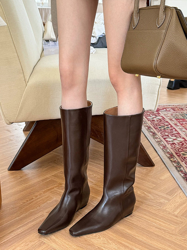 Pointed-Toe Split-Joint Pumps Boots