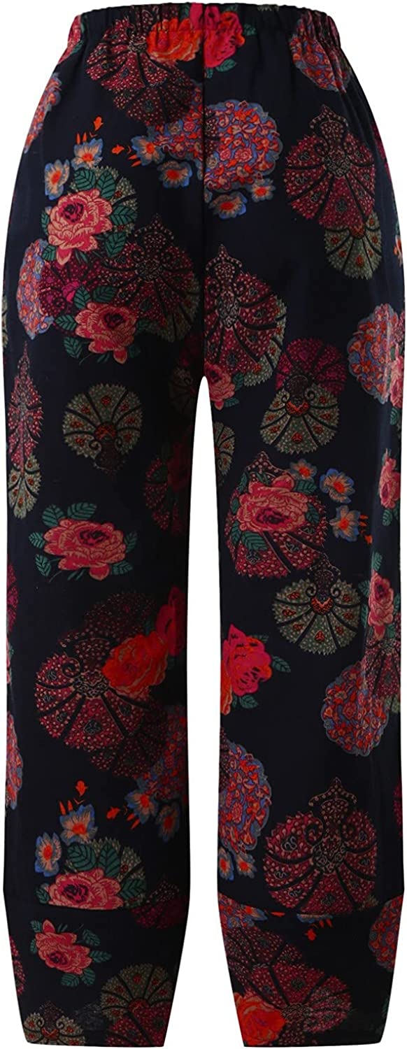 Palazzo Lounge Pants Wide Leg Printed Cropped Bottoms Baggy Trousers Sweatpants