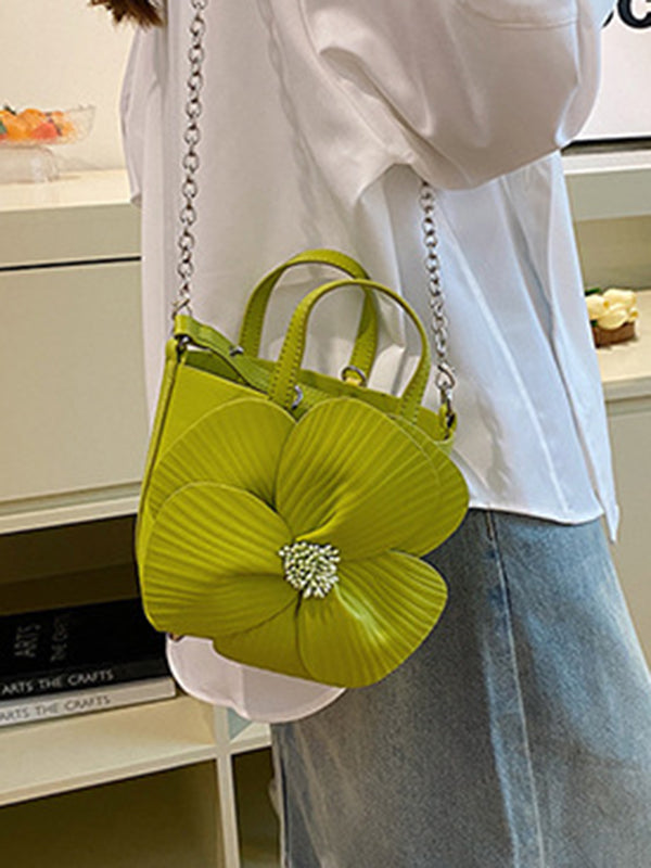 Flower Shape Pleated Split-Joint Tote Bags Handbags Crossbody Bags Bags