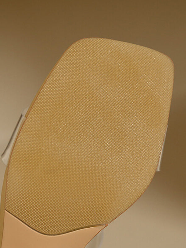 Open Toe Split-Joint Square-Toe Transparent Slippers Pumps Sandals