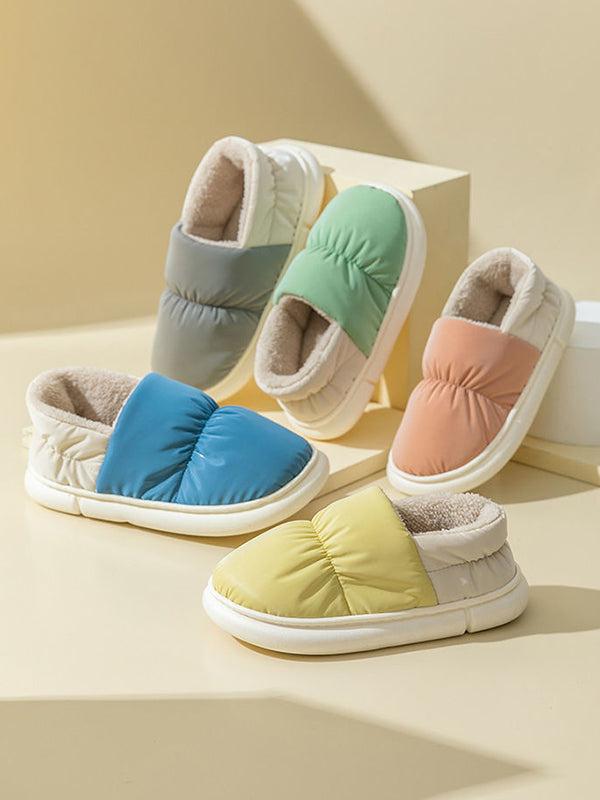 Contrast Color Round-Toe Split-Joint Slippers