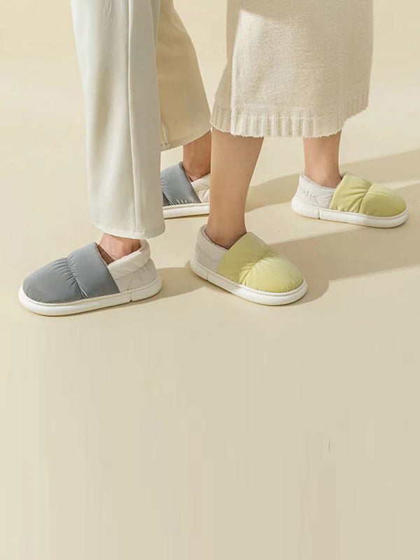 Contrast Color Round-Toe Split-Joint Slippers